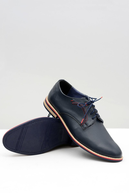 Men's Bednarek Elegant Leather Semi Shoes Pietro Navy Blue