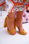 Damskie Żółte Sandały Na Słupku Platforma Debora