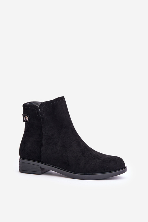Insulated Low Chelsea Boots With Zipper Eco Suede Black Telluara