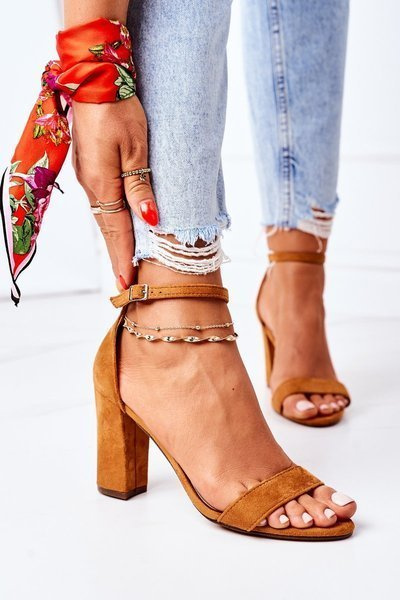 Suede High Heel Sandals Camel Florence