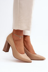 Elegant Pumps On A Decorative Heel Sergio Leone PB217 Dark Beige