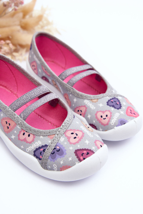 Papcie Baleriny Serca Befado 116X319 Szaro-Różowe