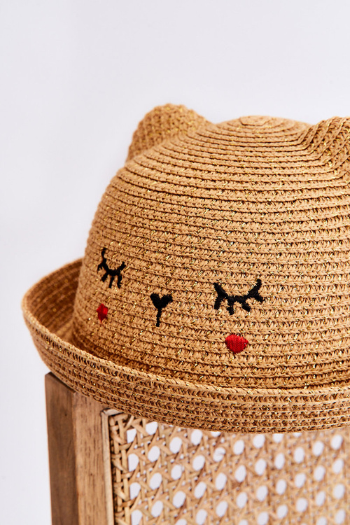 Children's Hat With Teddy Bear Beige
