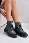 Zazoo 60511 Leather Women's Boots On Platform Insulated Dark Green