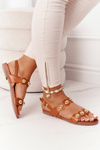 Leather Sandals With Studs S.Barski 541-52 Brown