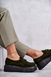 Fashionable suede shoes on the platform Khaki Marsol