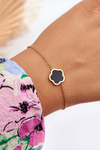 Women's Bracelet With Black Flower Gold