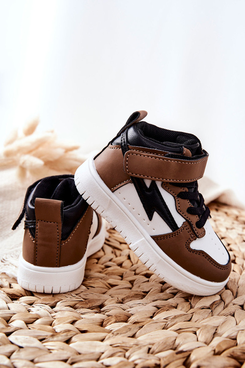 Children's Insulated High Sneakers White and Brown Bartnie