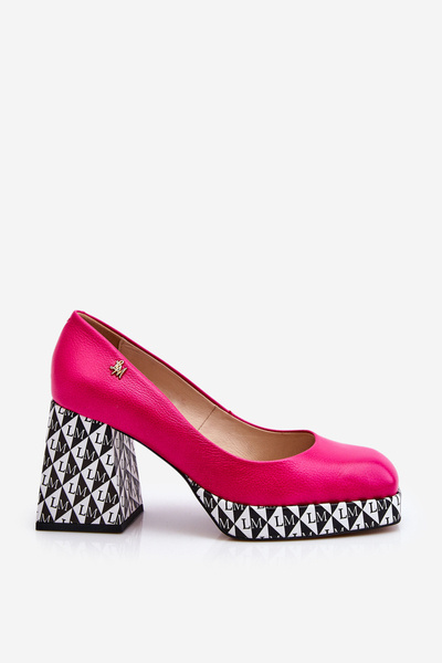Fashionable Leather Pumps Laura Messi 2599 Fuchsia