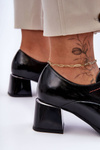 Leather Patent Heeled Women's Shoes Black Keria