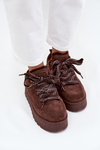 Laced Winter Boots Women On Platform Lined With Fur Brown Tavelle