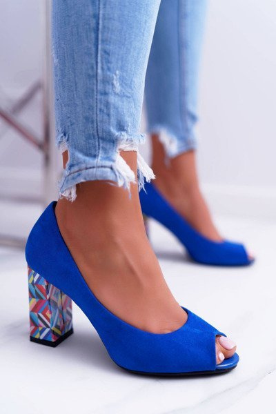 Women's Sergio Leone Uncovered Toe PB133 Blue Fans pumps