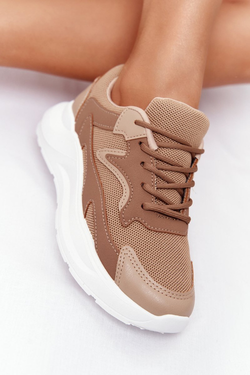 Women's Sneakers On A Chunky Sole Light Brown Delusion
