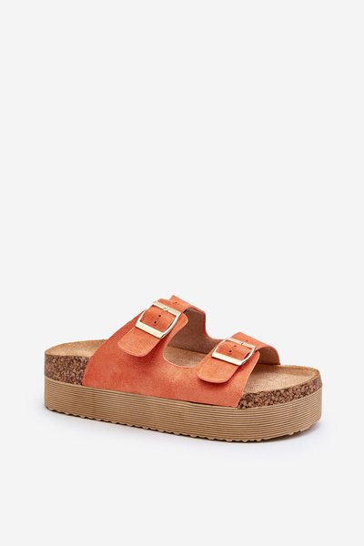 Women's Platform Sandals with Buckles Orange Lolpey