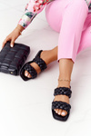 Leather Braided Slippers Black Love On Top