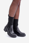 Boots With Sock On Chunky Heel Black Rosanas