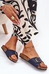 Women's Sandals On Cork Platform With Buckle Blue Vianara