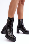 Women's Leather High Boots On Heel Black Lemar Danel