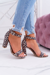 Laura Messi 1760 Leather Stiletto Sandals Panther Iliads