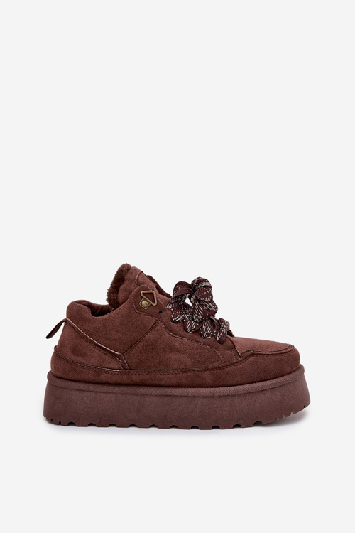 Laced Winter Boots Women On Platform Lined With Fur Brown Tavelle