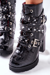 Women’s Ankle Boots Shiny Black Crocodille Wombridge
