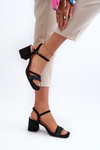 Women's High Heel Sandals with Shiny Strap Black Tessata
