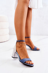 Leather Sandals On A Bar Chafed blue Lorene