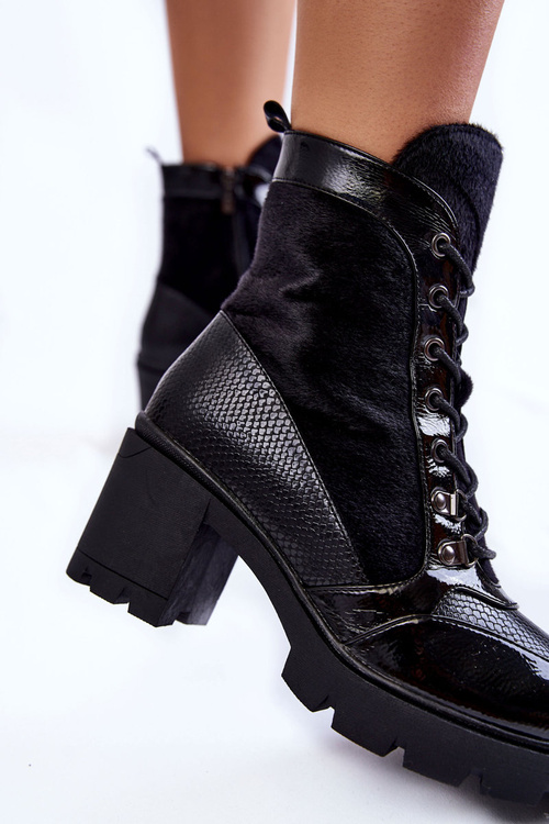 Botki Damskie Skóra Obcas Czarne La.Fi 260063B-LA