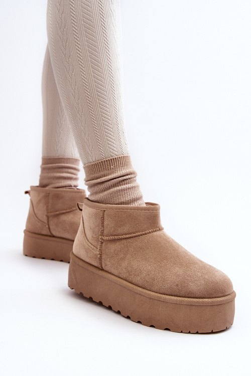 Women's Snow Boots On Platform Beige Mennja