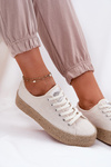 Womens Platform Sneakers With Weaving Lee Cooper LCW-25-02-3284 Light Beige