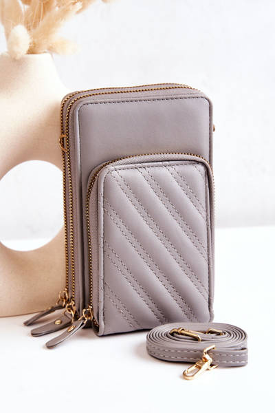 Wallet Handbag 2in1 On Zipper Grey Themis