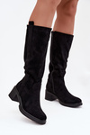 Women's Block Heel Boots Eco Suede Black Darisse