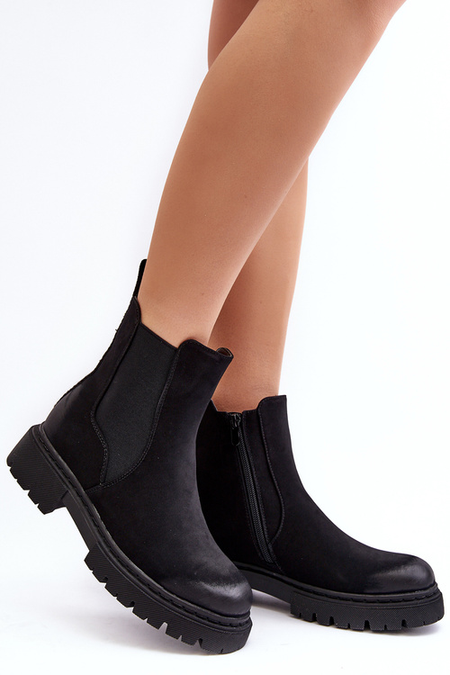 Women's Lined Zip-Up Ankle Boots Black Vesta