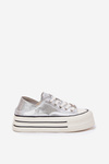 Women Leather Sneakers On Platform GOE RR2N4108 Silver