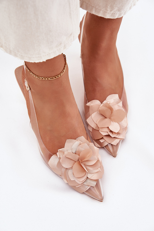 Transparent High Heels With Decorative Flower Nude Risalie