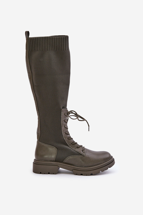 Slip-on Boots With Sock Shaft Dark Green Iranel