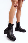 Leather Ankle Boots On Massive Flat Heel Black Keva