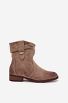 Women's ankle boots with low heel with gathering lined khaki Gracia