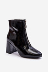 Lacquered Boots with Ornamental Buckle Black Sevil