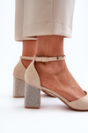 Court shoes in faux suede on embellished stiletto beige Anlitela