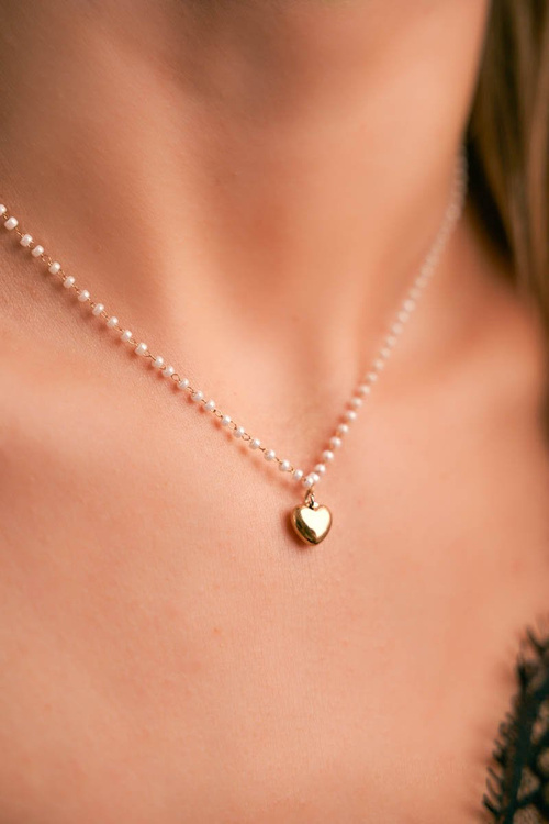 Women's Gold Necklace Chain Gems Heart Camilla