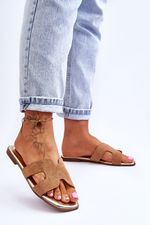 Women's Classic Suede Slippers Beige Evana