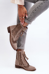 Openwork Leather Boots Zazoo 2695 Beige