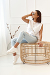 Women's Sneakers On A Chunky Sole White Beige Riri