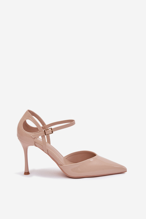 Patent leather heels with strap beige Tarilin