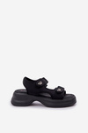 Fabric Lightweight Platform Sandals Black Deniffia