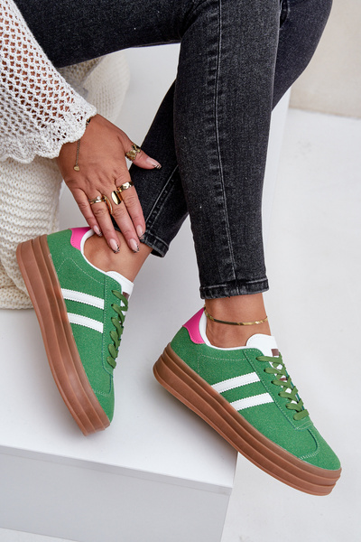 Damskie Sneakersy Na Platformie Zielone Egelia