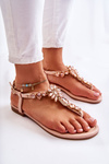 Women's sandals flip-flops with decorative crystals pink Selia
