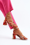 Patterned Orange Sandals with Heel Jenglla