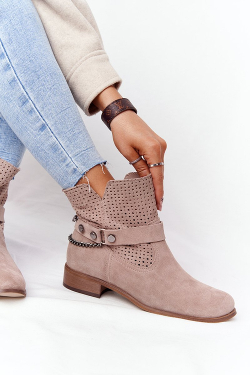 Openwork Spring Boots Lewski Shoes 2905-0 Beige